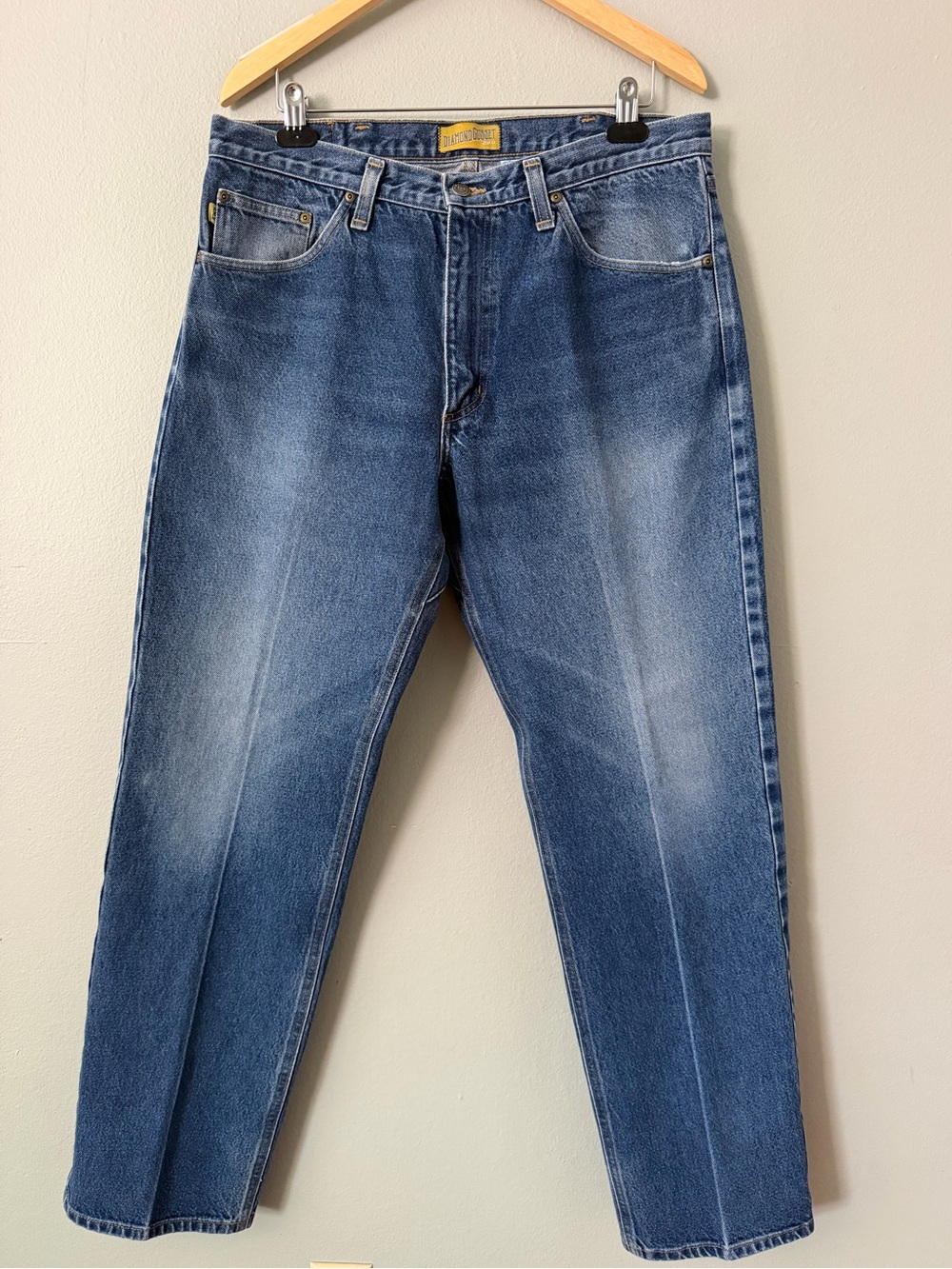 Vintage Diamond Gusset Jeans Made in USA Relaxed Straight Leg Size 35X32.5